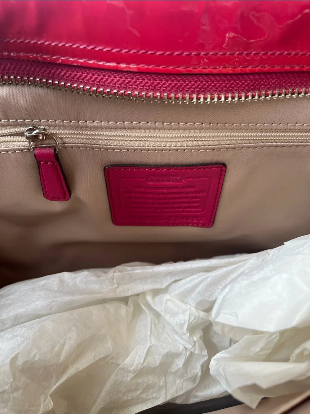 Coach Red Patent Leather Shoulder Tote